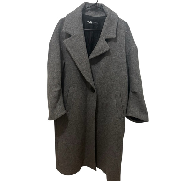 Zara Gray Oversized Kaban Jacket Size XS - Picture 2 of 4
